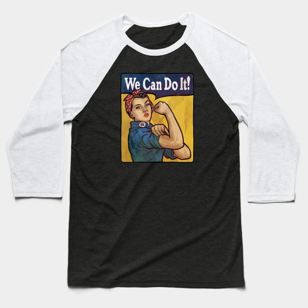 Rosie the Riveter Baseball T-Shirt by Baddest Shirt Co.